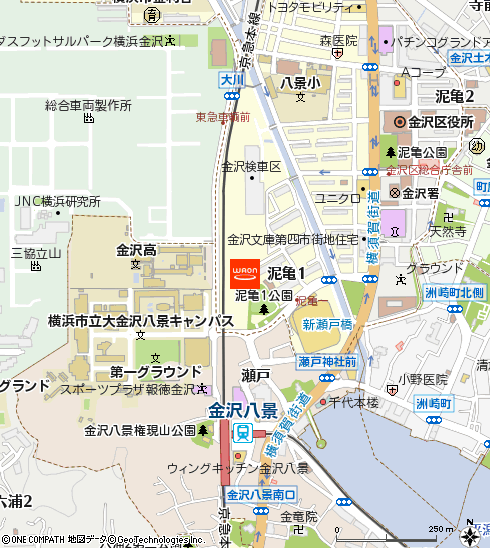 イオン金沢八景店付近の地図